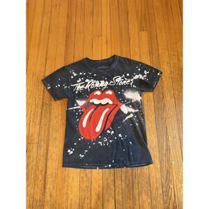 The Rolling Stones Shirt Women’s Small Black Bleach Splatter Tongue Rock Band